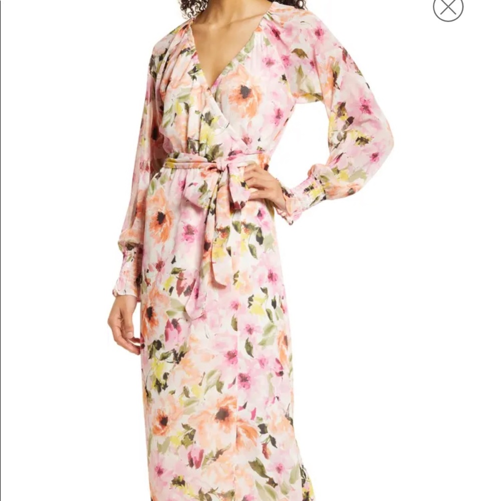 Charles Henry Floral Wrap Midi Dress 🌸